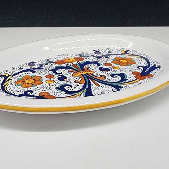 Decorative Nova Deruta Oval Platter Made In Italy Hand-Painted 10" - Picture 9 of 9
